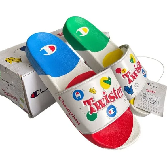 ⚽️Men’s Slides Size 11 Champion IPO Twister White Multi - Picture 9 of 12